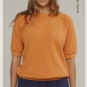 Jungmaven Short Sleeve Raglan Fleece Sweatshirt coral